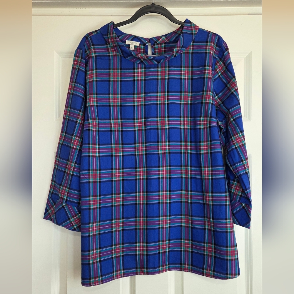 Talbots Blue Plaid Women's ‘Audrey’ Blouse - Soft Tunic Top